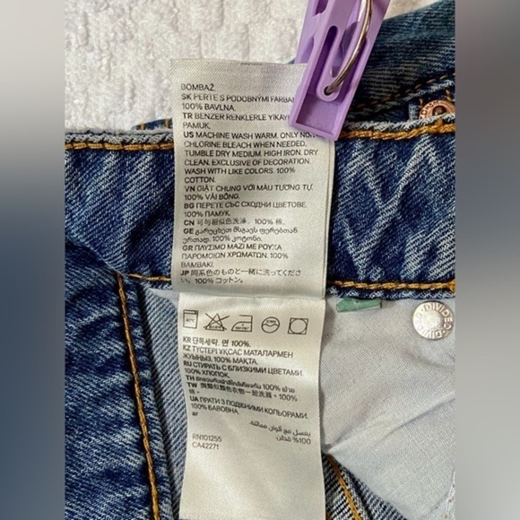 Women’s H&M high waisted roll up hem‎ medium blue wash jean short size 0 - Picture 5 of 8